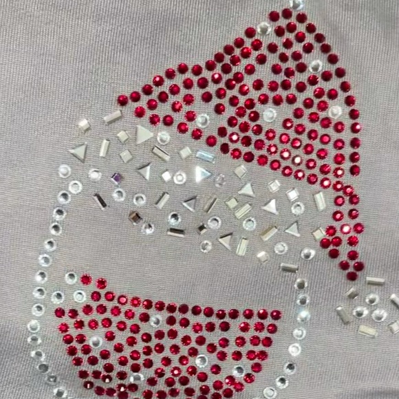 Rhinestone studded embellished Christmas Santa Wine Glass Sweatshirt - Picture 2 of 16